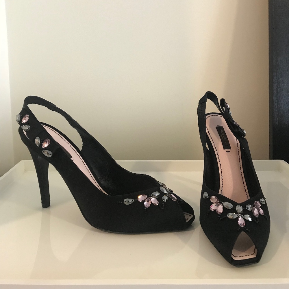 Louis Vuitton Menara Crystal Women's Satin Shoes